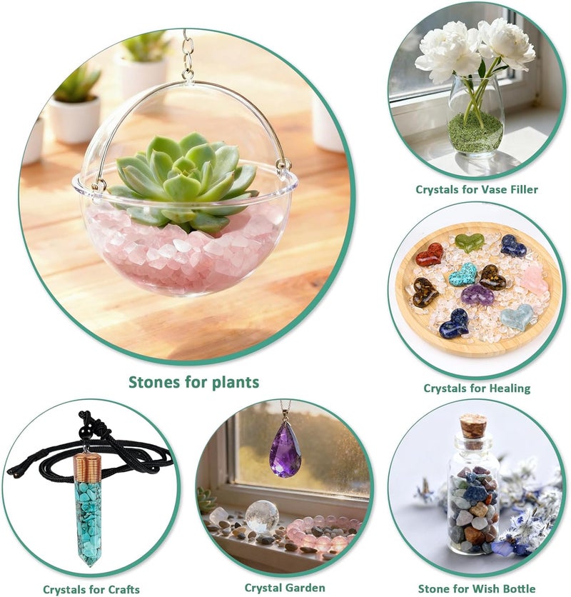 rockcloud 1 lb Rose Quartz Small Tumbled Chips Crushed Stone Healing Reiki Crystal Jewelry Making Home Decoration - Image 2